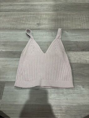 aerie Ribbed V‑Neck Knit Crop Tank in Lavender